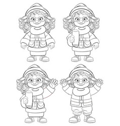 Cheerful Women In Santa Clothes Cartoon Character