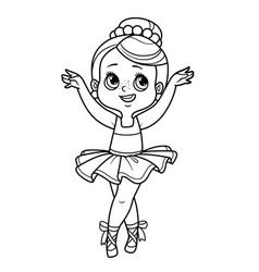 Cute Cartoon Ballerina Girl On Toes In Pointe