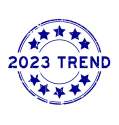 Grunge Blue 2023 Trend Word With Star Icon Round