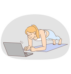 Woman Training Online With Lesson On Computer