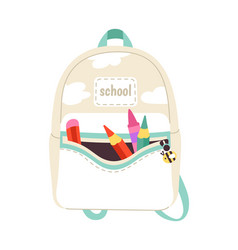 Colorful School Bag Flat Icon Backpack With