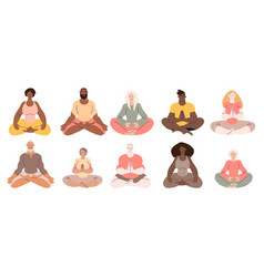 Diverse People Women And Men Doing Meditation