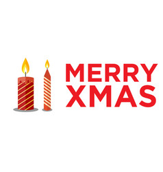 Merry Christmas Horizontal Banner With Red Candle