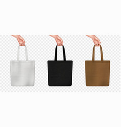 Realistic Bag Mockup Transparent Icon Set