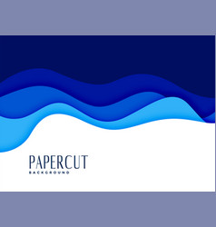 Blue Papercut Wavy Water Style Background