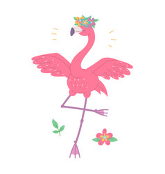 Pretty Pink Flamingo Dance With Wreath Flowers