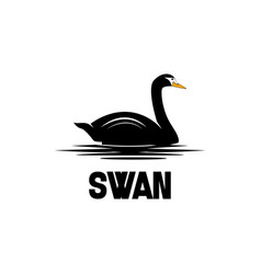 Swan Logo Icon In Calm Water Design