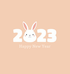 2023 Lunar New Year Cute Funny Rabbit Face Text