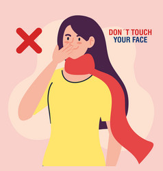 Do Not Touch Your Face Woman With Scarf Avoid