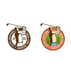 Golf Player With Club Vintage Sport Emblem