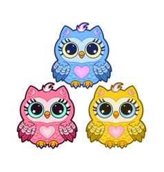 Set Of Cartoon Colorful Owls