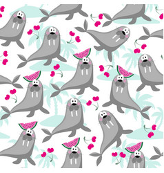 Funny Walrus Seamless Pattern