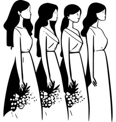 Bridesmaid - Black And White Isolated Icon