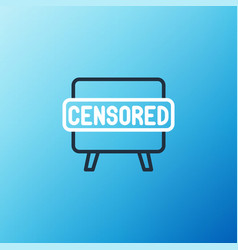 Line Censored Stamp Icon Isolated On Blue