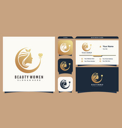 Beauty Woman Hair Salon Logo Design With Business