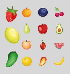 Fifteen Fresh Fruits Icons