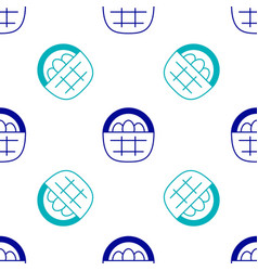 Blue Basket With Easter Eggs Icon Isolated