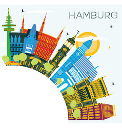 Hamburg Germany City Skyline With Color Buildings