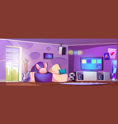 Living Room For Game On Tv Cartoon Background