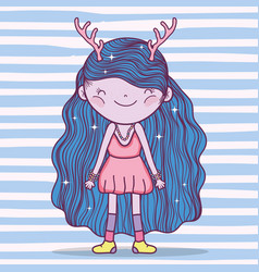 Girl Fantastic Creature With Antlers And Dress