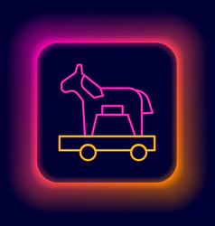 Glowing Neon Line Trojan Horse Icon Isolated