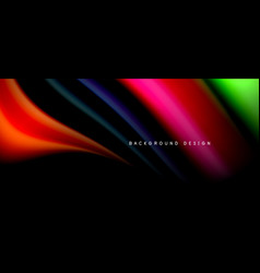 Rainbow Color Wave Lines On Black Techno