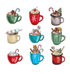 Set Holiday Composition With Hot Drink Decoration