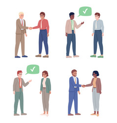 Business Communication Semi Flat Color Characters