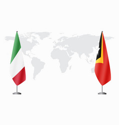 Italy And East Timor Flags For Official Meeting