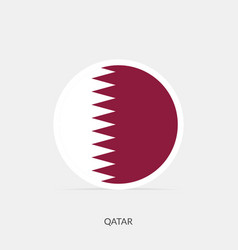 Qatar Round Flag Icon With Shadow