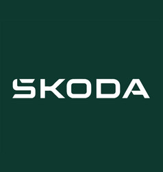 Skoda Brand Logo Symbol Name White Design