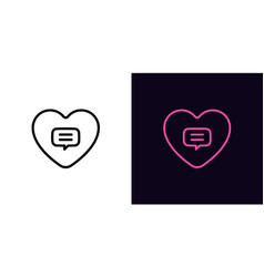 Outline Love Chat Icon With Editable Stroke Heart