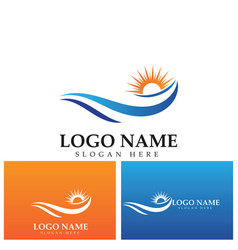 Sea Water Wave And Sun Icon Design Logo