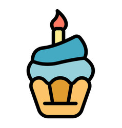 Birthday Cupcake Icon Flat