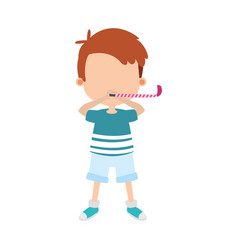 Cartoon Boy Blowing A Horn Blower