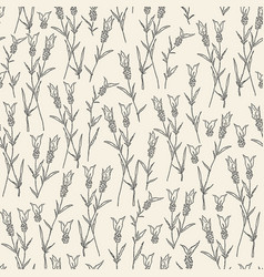 Lavender Flower Ink Seamless Beige Pattern