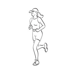 Woman With Cap Jogging Hand Drawn