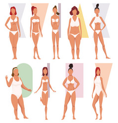 Female Figures Types Set Women In Lingerie