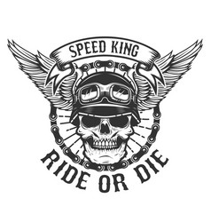 Racer Skull With Wings Biker Power Ride Or Die