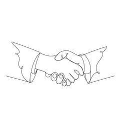 Continuous One Line Art Hand Shake Shape Isolated