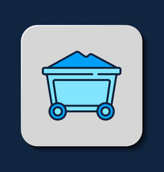 Filled Outline Mine Coal Trolley Icon Isolated On