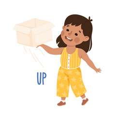 Little Girl Raising Cardboard Box Up