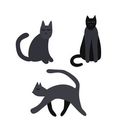 Hand Drawn Black Cats Set