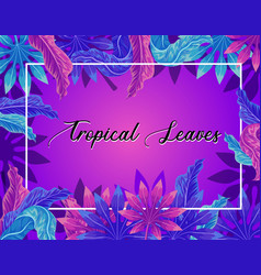 Bright Purple Background With Tropical Leaves