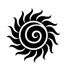 Curvy Black Sun Icon With A Spiral