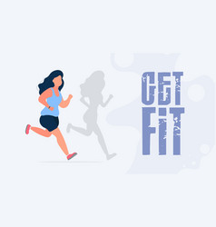 Get Fit Banner Fat Girl Is Running Shadow