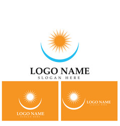 Sea Water Wave And Sun Icon Design Logo