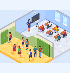 School Rooms Isometric Composition