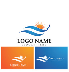 Sea Water Wave And Sun Icon Design Logo