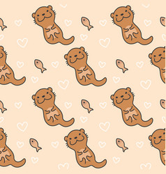 Cute Otter Seamless Pattern Background